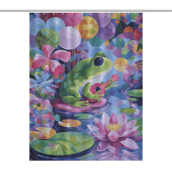 Cute Witch Frog Shower Curtains - Bath Shower Curtain Set with 12 Hooks for Adults Kids Bathroom Decor Accessories