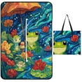 thumbnail image 1 of Cute Witch Frog Waterproof Picnic Blanket with Foldable Zipper, Suitable for Outdoor Use, Suitable for Travel, Camping, Beaches, Parks, Grasslands, Picnic Blanket Accessories, 1 of 8