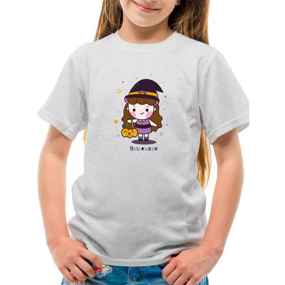 Cute Witch Girl W Handbag T-Shirt Juniors -Image by Shutterstock, x-Small
