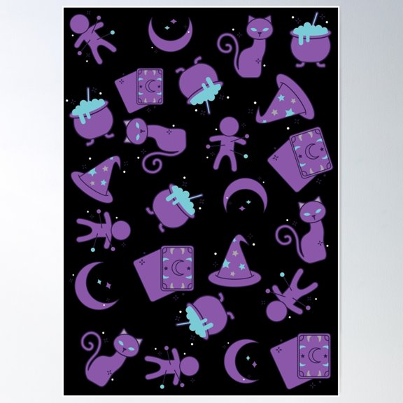 Cute Witch Print Poster Wall Art, Modern Wall Decor For Living Room Bedroom, 8x12 UNFRAMED