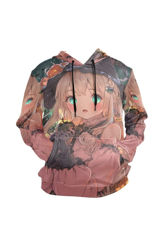 Cute Witch for Halloween Men’s Hoodies Sweatshirt Fleece Jackets Long Sleeve Sweatshirts