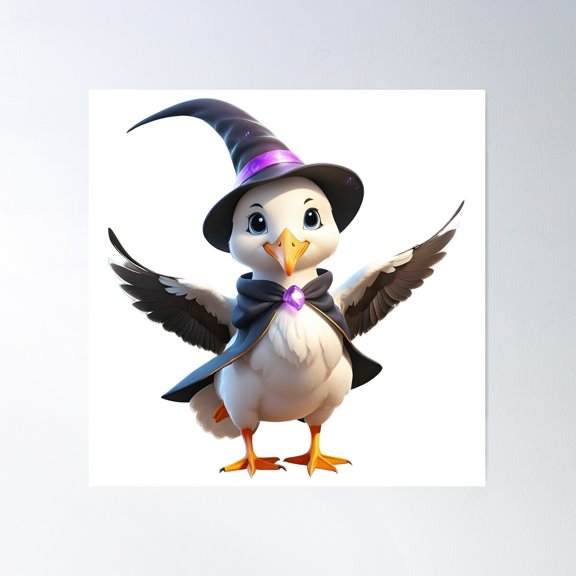 Cute Wizard Albatross! Poster Wall Art, Modern Wall Decor For Living Room Bedroom, 24x24 UNFRAMED