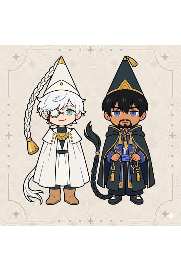 Cute Wizard Couple Acrylic Keychains, Kawaii Chibi Magic Bag Pendant Manga Backpack Decor Gift Cute Gift, random 1 pack