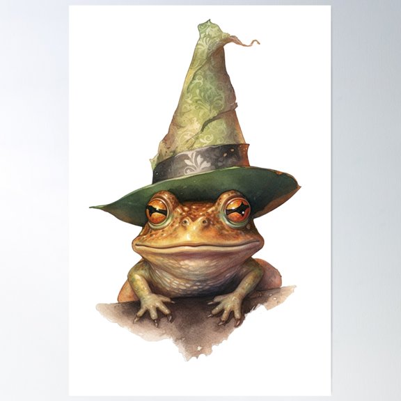 Cute Wizard Frog Toad Poster Wall Art, Modern Wall Decor, 24x36 UNFRAMED