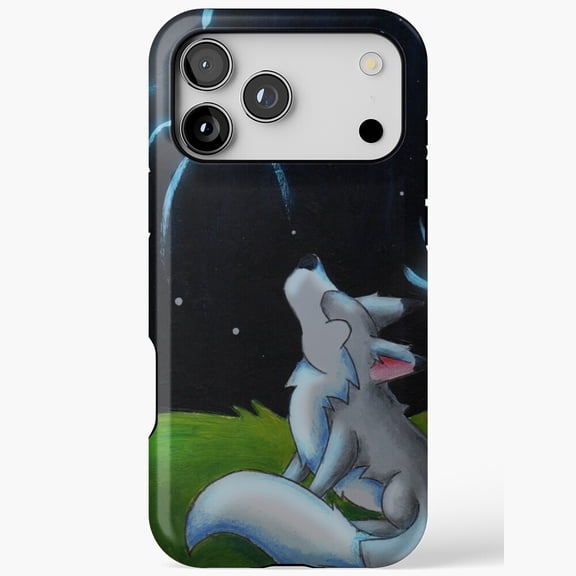 Cute Wolf Howling At Moon Night Sky for iPhone Case 17 11 12 13 14 15 16 Pro Max