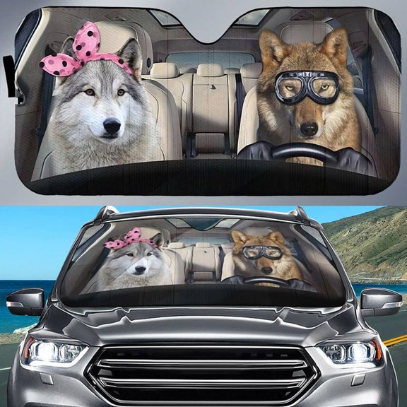 Cute Wolves Car Sun Shade For Summer Auto Sunshade For Windshield