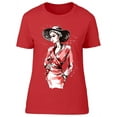 thumbnail image 1 of Cute Woman In Red Dress T-Shirt Women -Image by Shutterstock, Female x-Large, 1 of 2