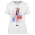 thumbnail image 1 of Cute Woman With Bags T-Shirt Women -Image by Shutterstock, Female x-Large, 1 of 2