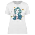 thumbnail image 1 of Cute Woman With Blue Hair T-Shirt Women -Image by Shutterstock, Female Small, 1 of 2