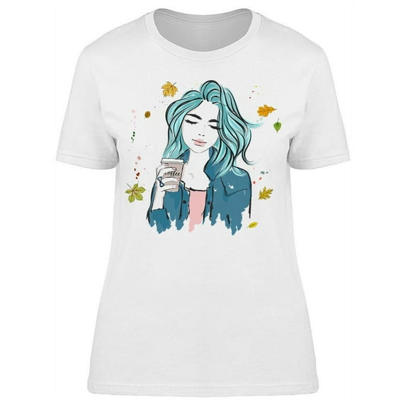 Cute Woman With Blue Hair T-Shirt Women -Image by Shutterstock, Female Small