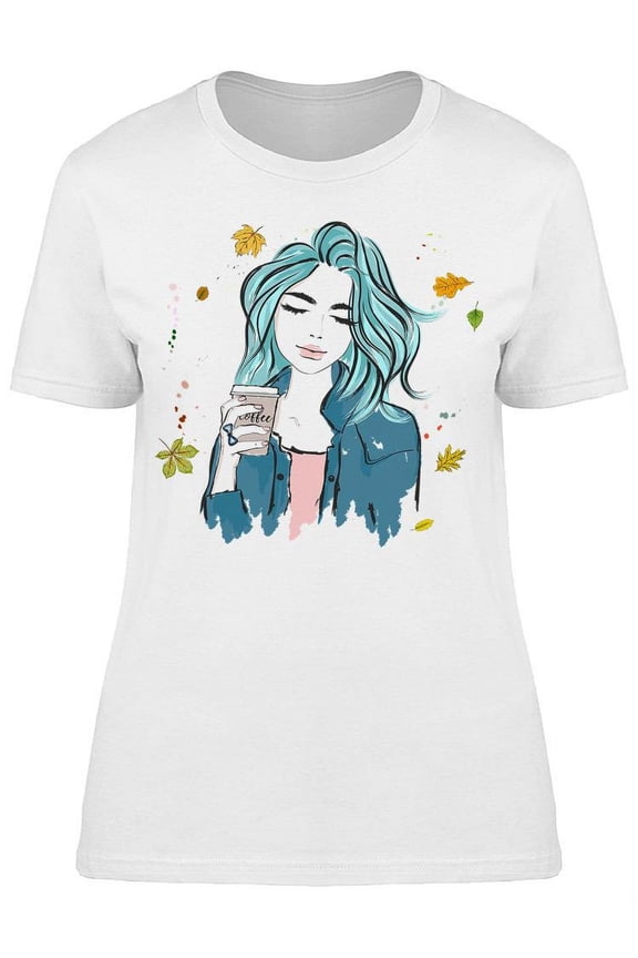 Cute Woman With Blue Hair T-Shirt Women -Image by Shutterstock, Female Small