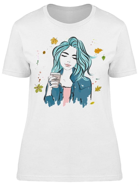 Cute Woman With Blue Hair T-Shirt Women -Image by Shutterstock, Female Small