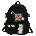 thumbnail image 1 of Cute Women Backpack Preppy Multi-Pocket Nylon Schoolbag Book Bags (Black), 1 of 6