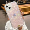 thumbnail image 1 of Cute Women Case for iPhone 13, Pink Case with Shell Pattern and Glitter Heart for iPhone 13, Holo Reflective Love Case Pretty Girls Case for iPhone 13, 1 of 6