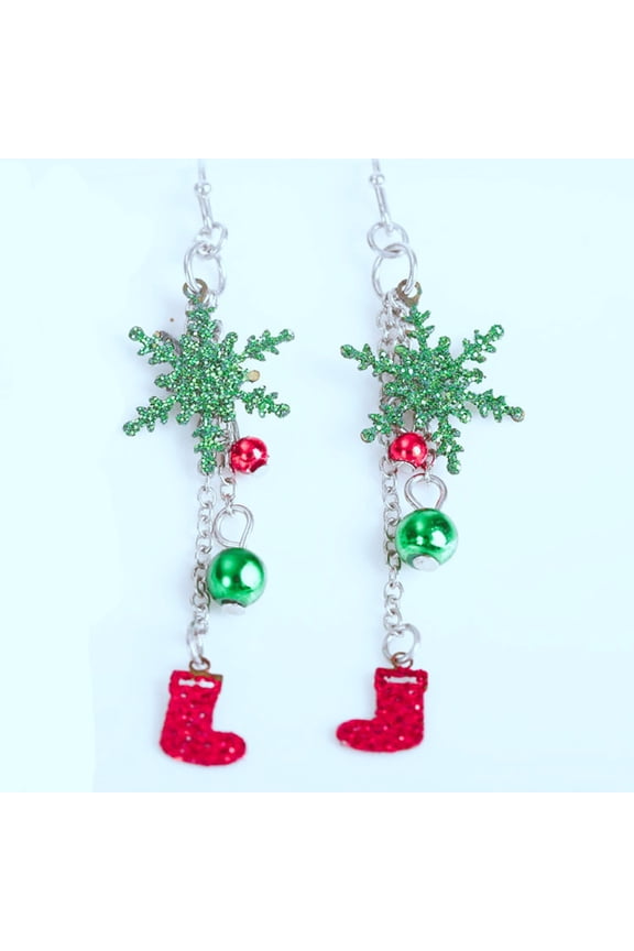 Cute Women Christmas Snowflake Boots Dangle Drop Hook Earrings Jewelry Gift