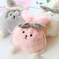 thumbnail image 1 of Cute Women Girls Plush Rabbit Cosmetic Makeup Case Drawstring Toiletry Bag, 1 of 2