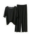 thumbnail image 1 of Cute Womens Pajamas, Hugcore Women's 2 Piece Pajama Set 3/4 Sleeve and Pants Lounge Set Soft Matching Pj Set Capri Pajamas and Women Set Black L, 1 of 2