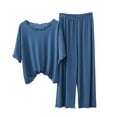 thumbnail image 1 of Cute Womens Pajamas, Hugcore Women's 2 Piece Pajama Set 3/4 Sleeve and Pants Lounge Set Soft Matching Pj Set Capri Pajamas and Women Set Navy M, 1 of 2
