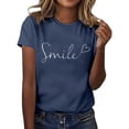 thumbnail image 1 of Cute Womens Tops Fashion Short Sleeve Print Soft Tees for Girls,Navy,XL, 1 of 2