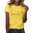 thumbnail image 1 of Cute Womens Tops Fashion Short Sleeve Print Soft Y2K Tops,Yellow,S, 1 of 4