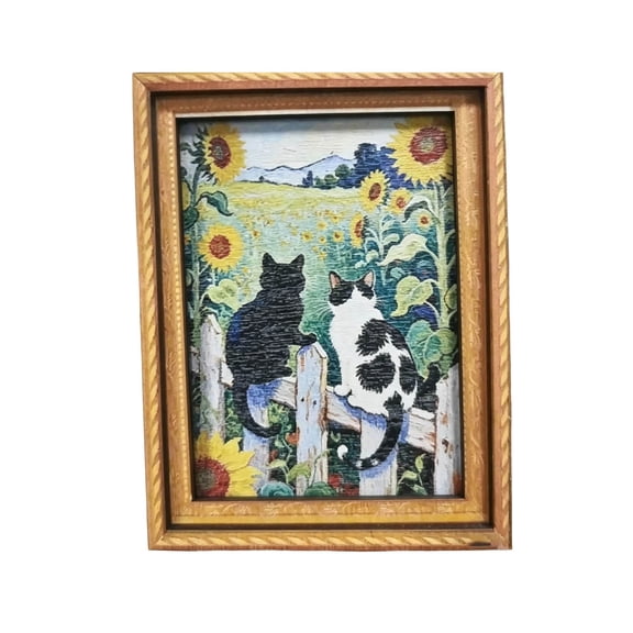 Cute Wooden Fridge Magnets Frame Cat Pattern Refrigerator Magnets for Home Decor, Fridge Magnets Frame, Strong Hold, for Kitchen Office Locker Gift, 1 Pack