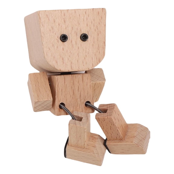 Cute Wooden Shaking Feet Doll Magnetic Expression Figurines and Knick-Knacks Desk Decor, 5.5 inches / 14.0 cm