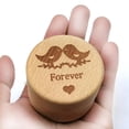 thumbnail image 1 of Cute Wooden - Small Premium Round Ear Jewelry Storage Organizer Gift Box with Forever Pattern for Proposal, Engagement, Wedding, 1 of 7