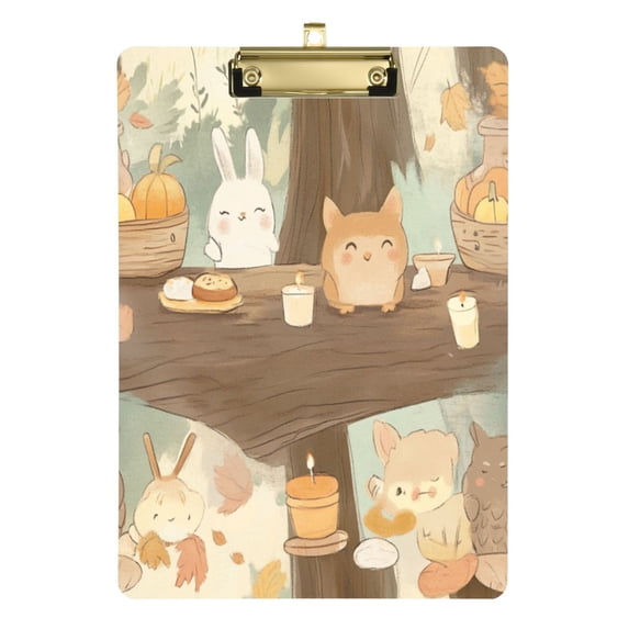 Cute Woodland Animal 12.5x9in Clipboard, Durable Acrylic with Metal Clip and Wall Hook for Office or Classroom