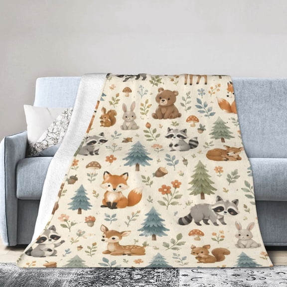 Cute Woodland Animals Blanket Gift Throw Blanket Gift for Boho Forest Nursery Home Decor 50x40