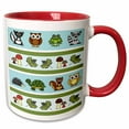 thumbnail image 1 of 3drose, Cute Woodland Creatures Forest Print, 11oz Two-tone Red Mug, 1 of 6