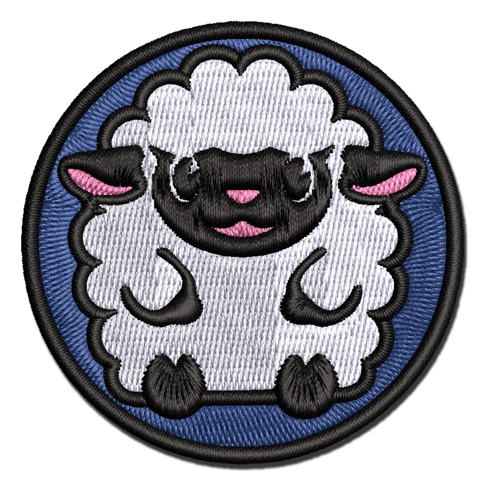 Cute Wooly Sheep Lamb Sitting Applique Multi-Color Embroidered Iron-On Patch - 3.5 Inch Large