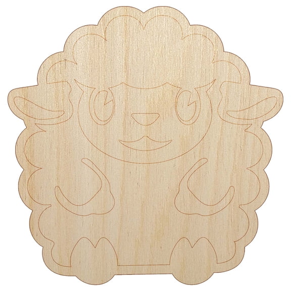 Cute Wooly Sheep Lamb Sitting Wood Shape Unfinished Piece Cutout Craft DIY Projects - 6.25 Inch Size - 1/8 Inch Thick