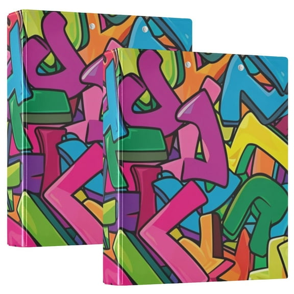 Cute Words 3 Ring Binders 1.5 inch Hardcover File Folders with Interior Pockets A4 Size Organizer for School Office Hospital