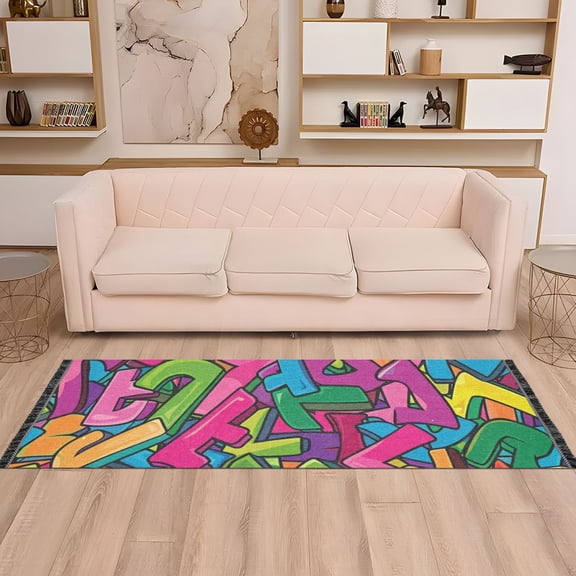 Cute Words Runner Rug Non-Slip Area Rugs Linen Washable Non Shedding for Kitchen Bedroom Carpet