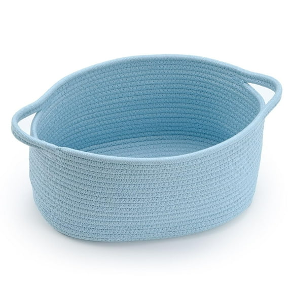 Cute Woven Storage Basket with Handle, Baskets for Gifts Empty, Gift Baskets for Christmas Birthday Baby Shower Burr, Decorative Organizer Box for Baby Toy Pet, 13" D x 8" W x 6" H