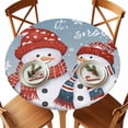 thumbnail image 1 of Cute Xmas Snowman Blue Gradient Fitted Round Tablecloths Table Covers 36"-44",Waterproof Table Cloth for Kitchen Holiday Party Tables Decor, 1 of 9
