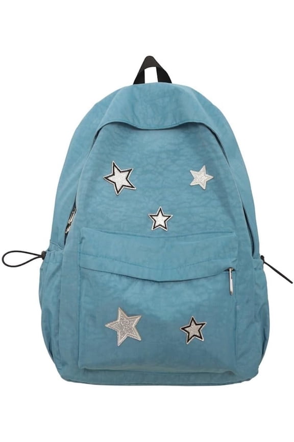 Cute Y2K Aesthetic Backpack Stars Pattern Preppy Backpack Laptop Backpack Back to College Supplies (Blue,One Size)