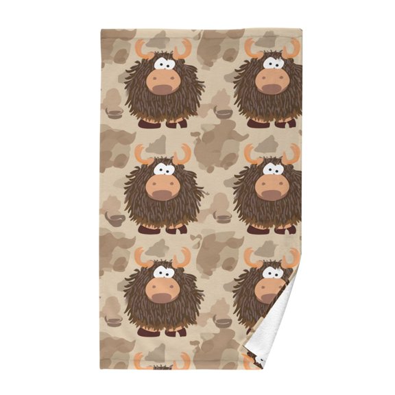 Cute Yak Pattern Bath Towel 100% Cotton Soft Thick High Absorbency Hand Face Towel Single Pack 16x28in