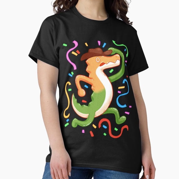 Cute Yellow Alligator Cowboy Meme What Statement Cartoon Unisex T-Shirt, up to size 5XL