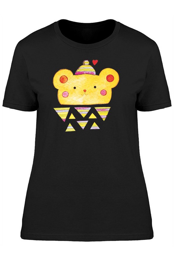 Cute Yellow Bear Doodle T-Shirt Women -Image by Shutterstock, Female Medium