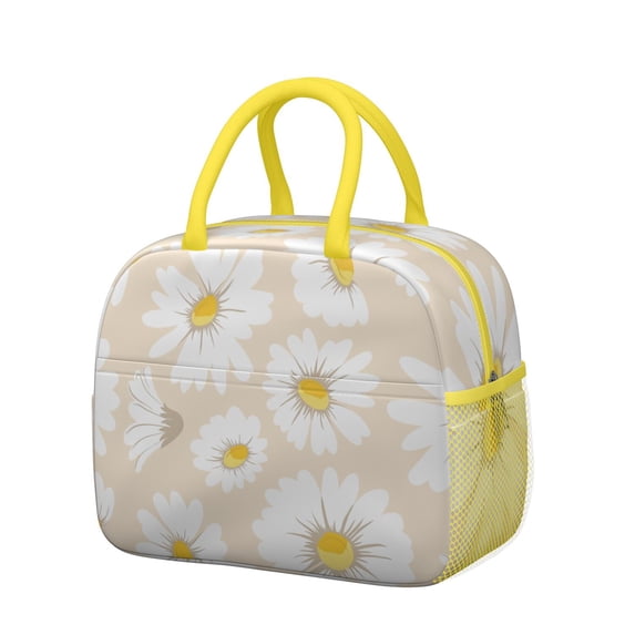 Cute Yellow Daisy Lunch Box – Retro Flower Thermal Tote, Large Capacity for Work & Picnic