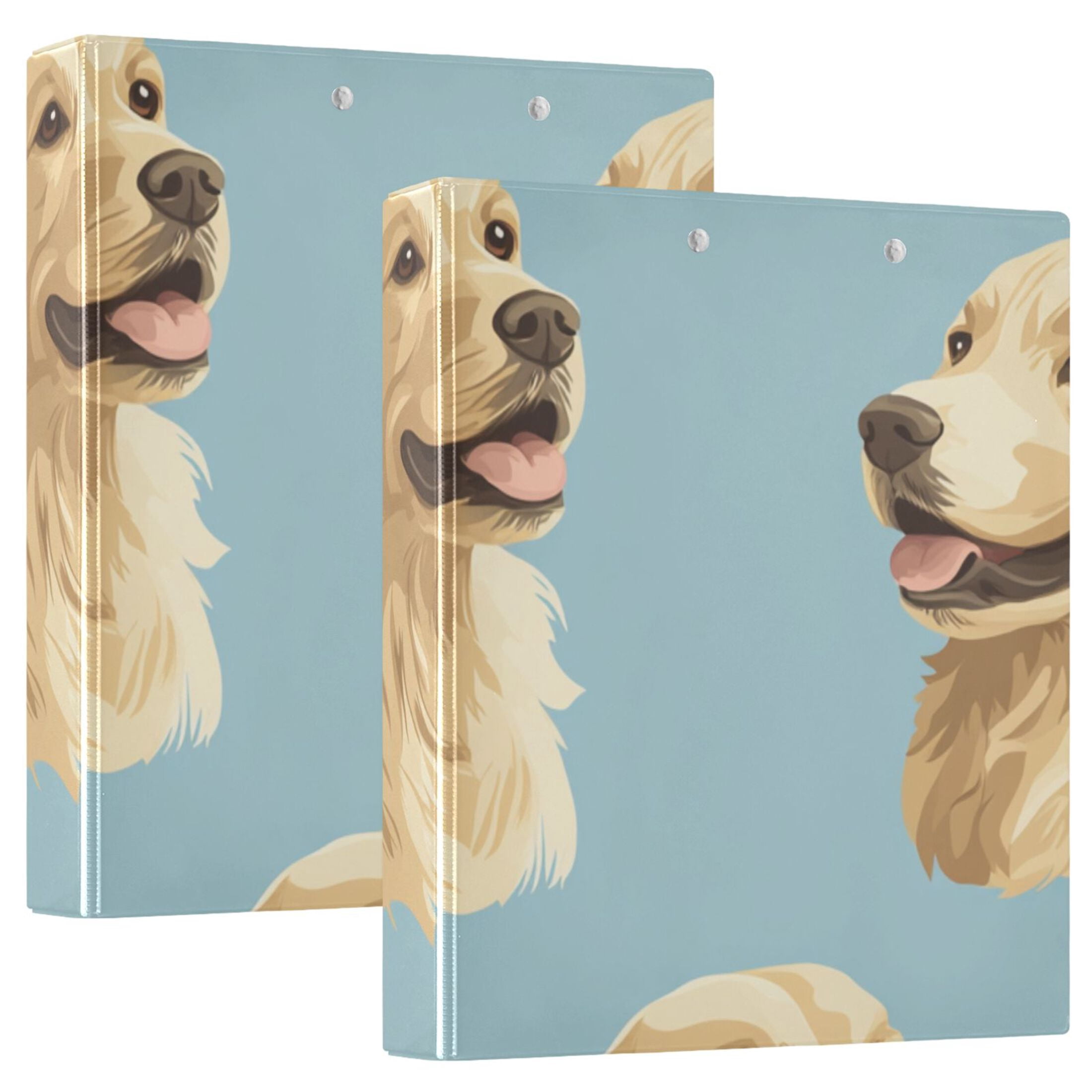 Cute Yellow Dogs 3 Ring Binders 1.5 inch Hardcover File Folders with Interior Pockets A4 Size Organizer for School Office Hospital