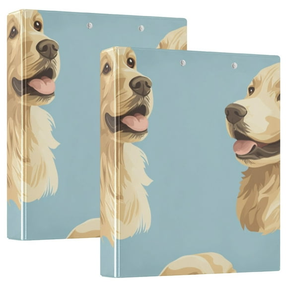 Cute Yellow Dogs 3 Ring Binders 1.5 inch Hardcover File Folders with Interior Pockets A4 Size Organizer for School Office Hospital