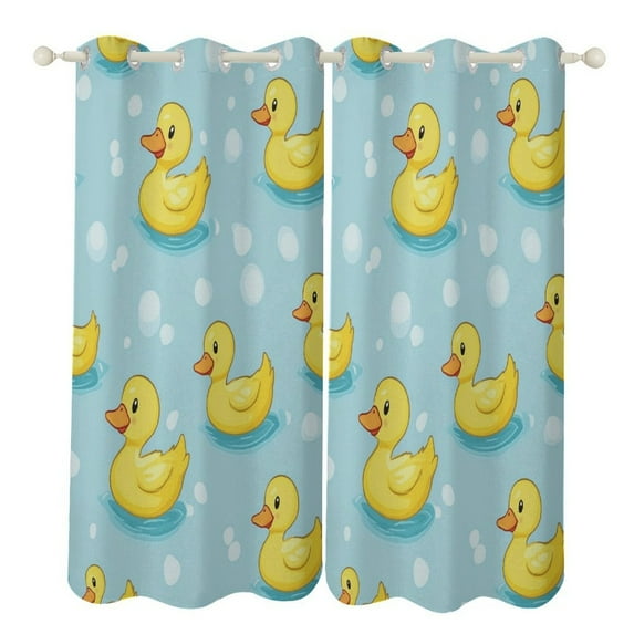 Cute Yellow Duck 2 Panels Blackout Curtains for Bedroom Living Room Drapes Kitchen Room Window Blackout Curtain Grommet