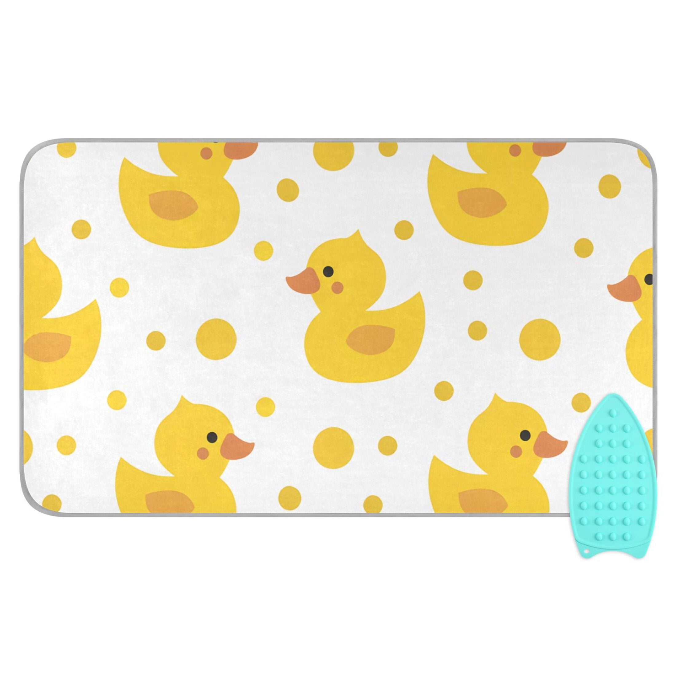 Cute Yellow Ducks Dots Cartoon Ironing Mat Blanket Portable Travel Ironing Pad Heat Resistant Pad 47.2" x 27.6”