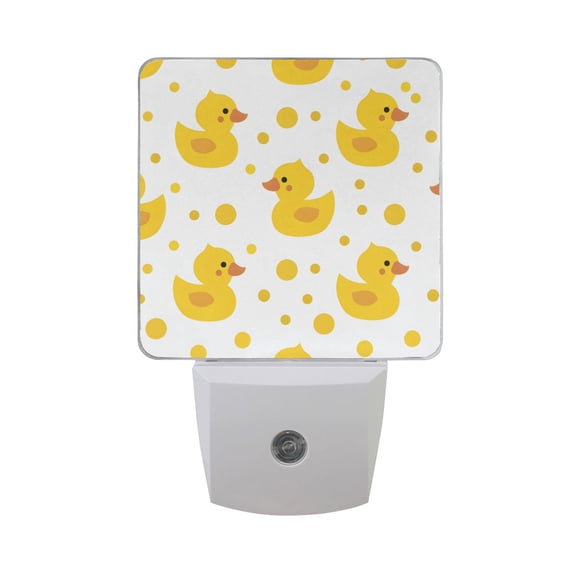 Cute Yellow Ducks Dots Cartoon LED Night Light with Smart Sensor Plug Into Wall Dusk to Dawn 2 packs