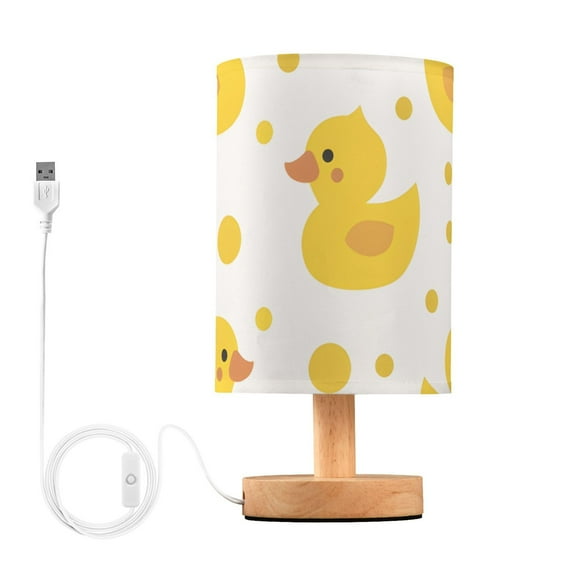 Cute Yellow Ducks Dots Cartoon Table Lamp with USB Port LED Warm Light Lamp Night Light Home Decor