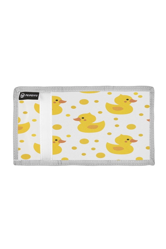 Cute Yellow Ducks Dots Cartoon Trifold Wallets Card Holders Coin Pockets with Lanyards Portable Unisex