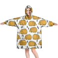 thumbnail image 1 of Cute Yellow Hedgehog Pattern Wearable Oversized Blanket,Wearable Blanket Hoodie for Adults,Cozy Hooded Blankets with Super Pockets,Super Warm Fuzzy Pullover for Women & Men, 1 of 6