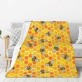 thumbnail image 1 of Cute Yellow Honeycomb and Bees Throw Blanket Ultra Soft Warm All Season Decorative Fleece Blankets for Bed Chair Car Sofa Couch Bedroom 60"X50", 1 of 6